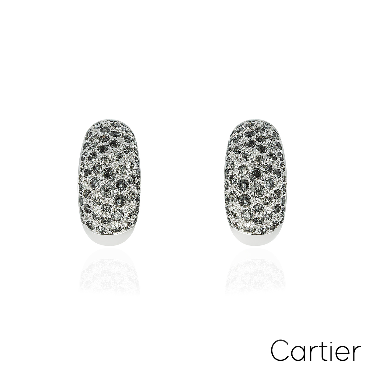 Cartier Sauvage Metissage White Gold Grey Diamond Bombe Earrings